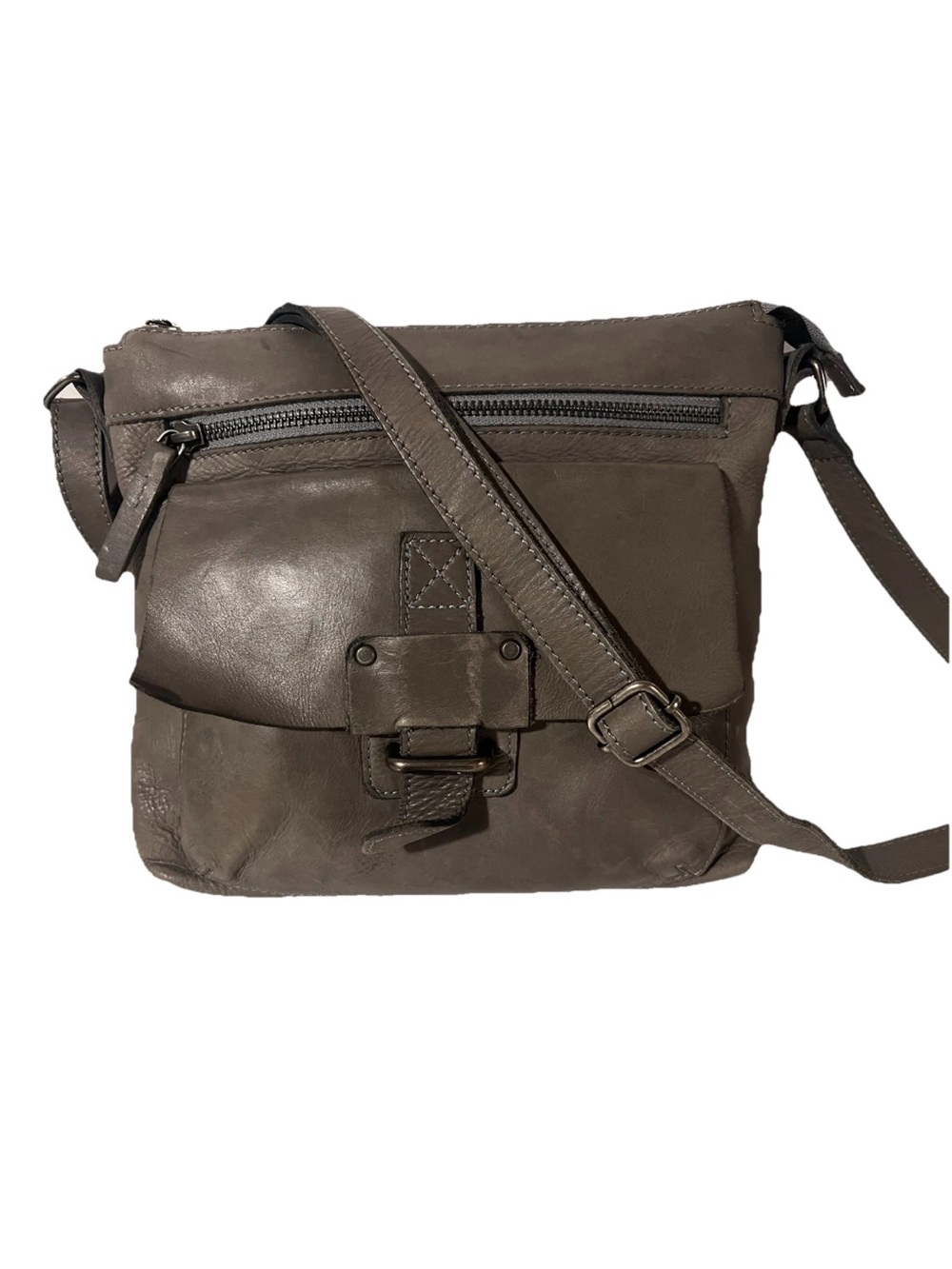 Harbour 2nd Hazel Crossbody Bag Genuine Leather Gray  Front Pocket Medium